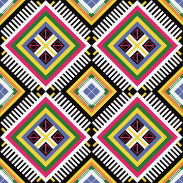 Embroidery geometrics ethnic oriental ikat tribal patterns seamless