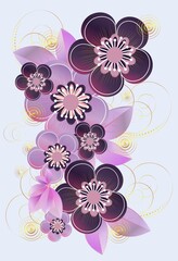 composition with purple flowers and purple leaves - 699426182