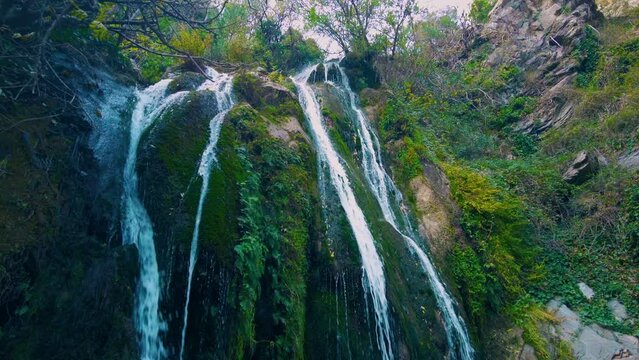 magnificent waterfall at the top of the Algerian Atlas Mountains