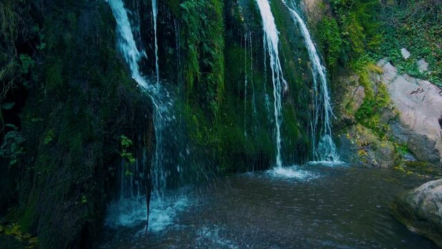 magnificent waterfall at the top of the Algerian Atlas Mountains
