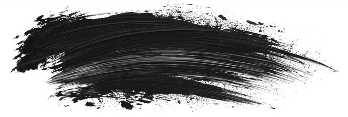 Black marker paint smear texture isolated on white background