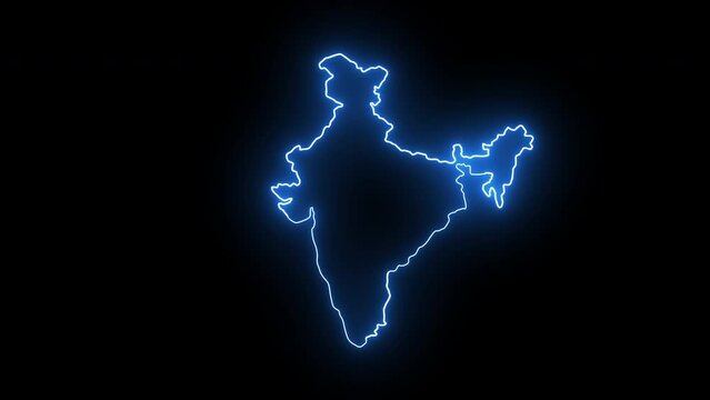 Animated Indian map icon with a glowing neon effect