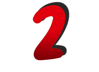 3d number 2 two in red color sign symbol numbers for design elements isolated on transparent background