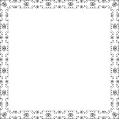 Square shape Flower wreath frame leaf vector floral border picture frames Branch laurel botanical silhouette black elements decoration greeting wedding frames