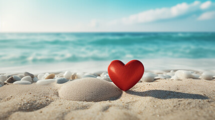 Sandy Embrace: Single Heart on a Coastal Edge
