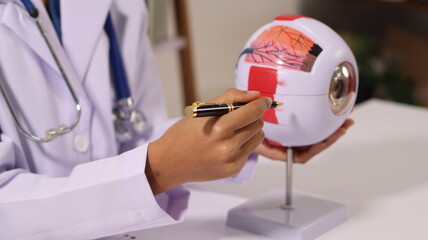Initial AI illustration of a close-up of a female doctor's hand signing a medical document on a...