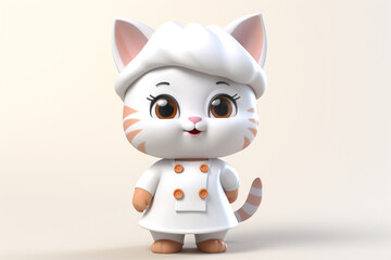 cute 3D cartoon, a cat chef