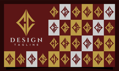 Elegant line sharp rhombus letter C CC logo design set - obrazy, fototapety, plakaty