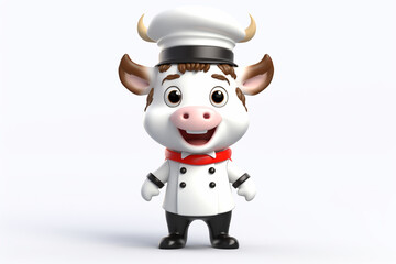 cute 3D cartoon, a cow chef