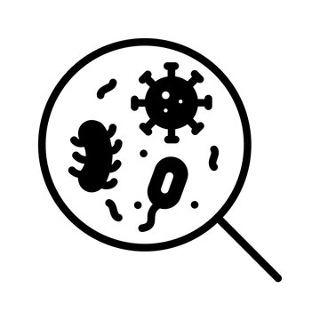 black microbes magnified by a lens clip art preview