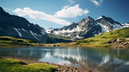 Timeless Beauty: A timeless landscape where the alpine lake stands as a testament to nature's artistry. 