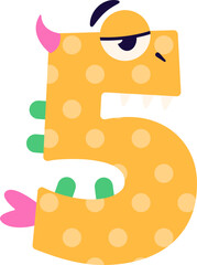 Cute Number 5 Five Monsters Character