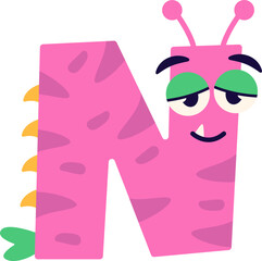 Alphabet Monsters Children Letter N