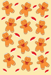 Vector illustration editable cute soft toy gift pack or wall pattern template 