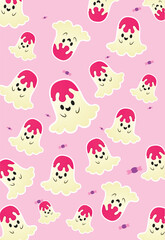 Obraz premium Vector illustration editable cute ghost gift pack or wall pattern template 
