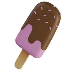 3d ice cream popsicle cartoon icon illustration