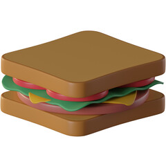 3d sandwich cartoon icon illustration