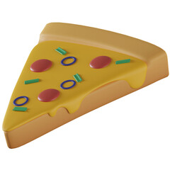 3d pizza cartoon icon illustration