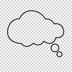 Think bubble isolated. Trendy think bubble in flat style. Modern template for social network and label. Creative thought balloon. Cloud line art, Dream  isolated cloud vector EPS 10. - obrazy, fototapety, plakaty