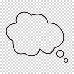 Think bubble isolated. Trendy think bubble in flat style. Modern template for social network and label. Creative thought balloon. Cloud line art, Dream  isolated cloud vector EPS 10.