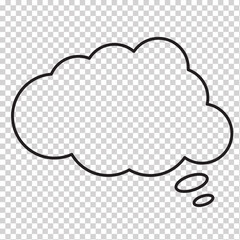 Think bubble isolated. Trendy think bubble in flat style. Modern template for social network and label. Creative thought balloon. Cloud line art, Dream  isolated cloud vector EPS 10.