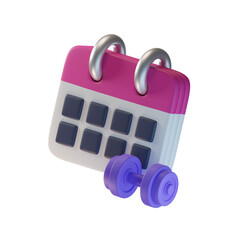 Fitness calendar 3d icon illustration