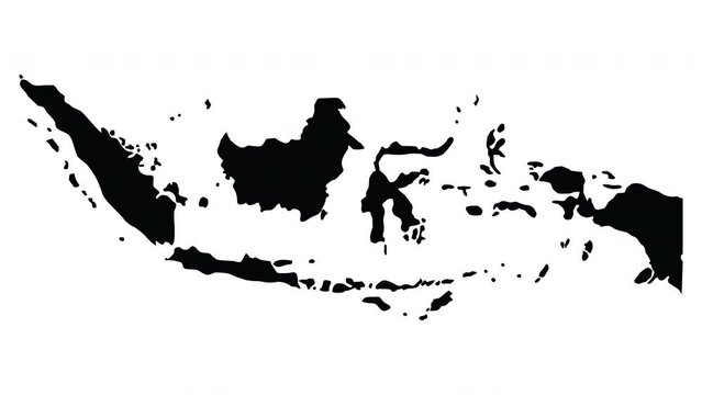 Animation forms a map icon for the country of Indonesia