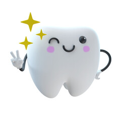 3d cute tooth cartoon character illustration