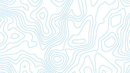 Abstract blue background with map contour. Moden blue lines of the relief map on a white background. Vector grid map.	