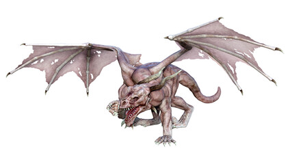3D Rendering Fairy Tale Dragon on White