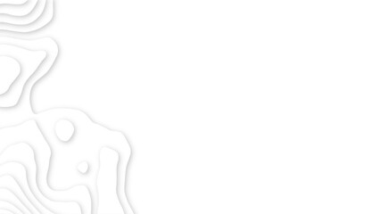 White paper cut decoration textured with wavy layers 3d topography relief background. Abstract wavy line 3d paper cut white background.