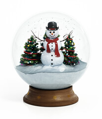 Snowglobe isolated on white background. 3D illustration