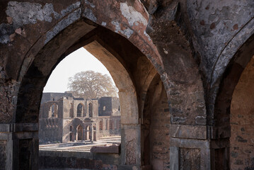 Fototapeta na wymiar Beautiful architecture of Jal Mahal, Mandu or Mandav, Madhya Pradesh, India, Asia.