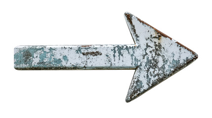 grungy rusty right directional arrow on transparent background
