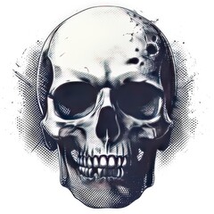 Halftone Human Skull Illustration