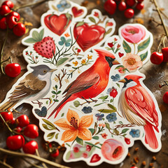 Obraz na płótnie Canvas Love-themed stickers, Valentine's Day