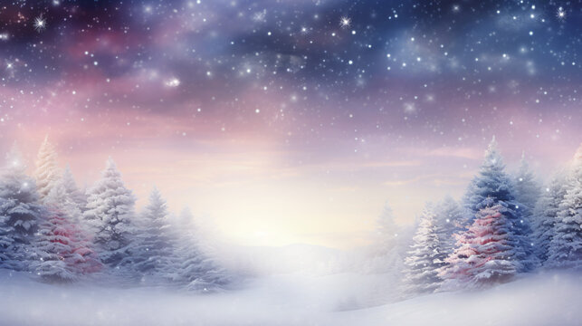 Winter snowy magic forest illustration for Christmas © Salman