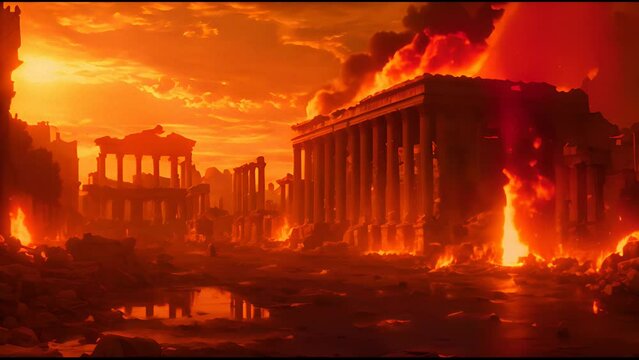 Ancient Rome Burning in a Great Fire