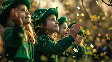 Foto op Plexiglas kids in costume celebrating st patrick's day © fledermausstudio