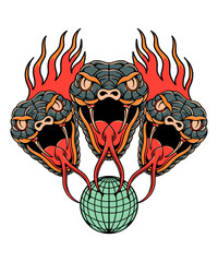snake domination tattoo illustration design