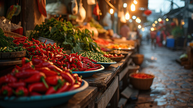 Red Chili Pepper at a street market