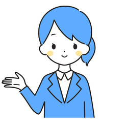 青色｜案内するスーツの女性｜右手
