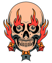 skull dice tattoo illustration design