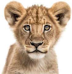 Fototapeta premium Baby lion isolated on transparent background. PNG