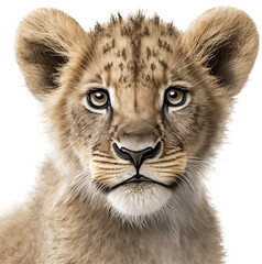 Obraz premium Baby lion isolated on transparent background. PNG