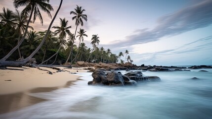 Dominican Republic white sand beach rocks - obrazy, fototapety, plakaty