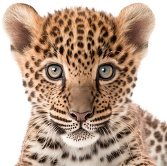 Obraz premium Baby leopard isolated on transparent background. PNG