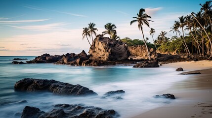Dominican Republic white sand beach rocks - obrazy, fototapety, plakaty