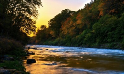 flowing river landscape Slovak nature