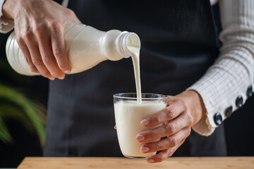 Goodness of kefir, a fermented dairy superfood drink, brimming with natural probiotics Lacto and...